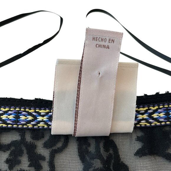 Knox Rose Black Floral Velvet Burnout Kimono M/L Sheer Duster Boho Goth Witchy - Picture 13 of 13
